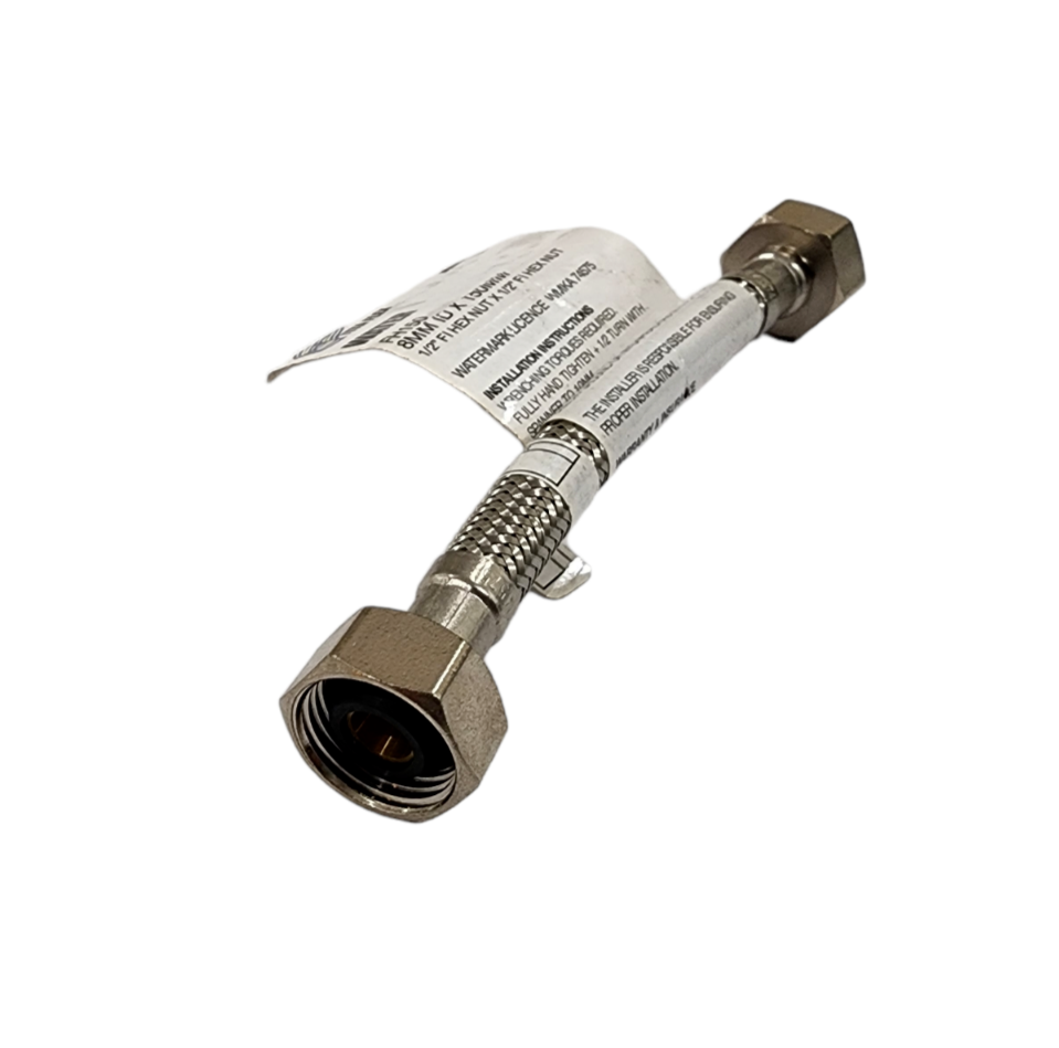 AW WaterMark FH150 Stainless Steel Braided Flexible Hose 15mm x 150mm