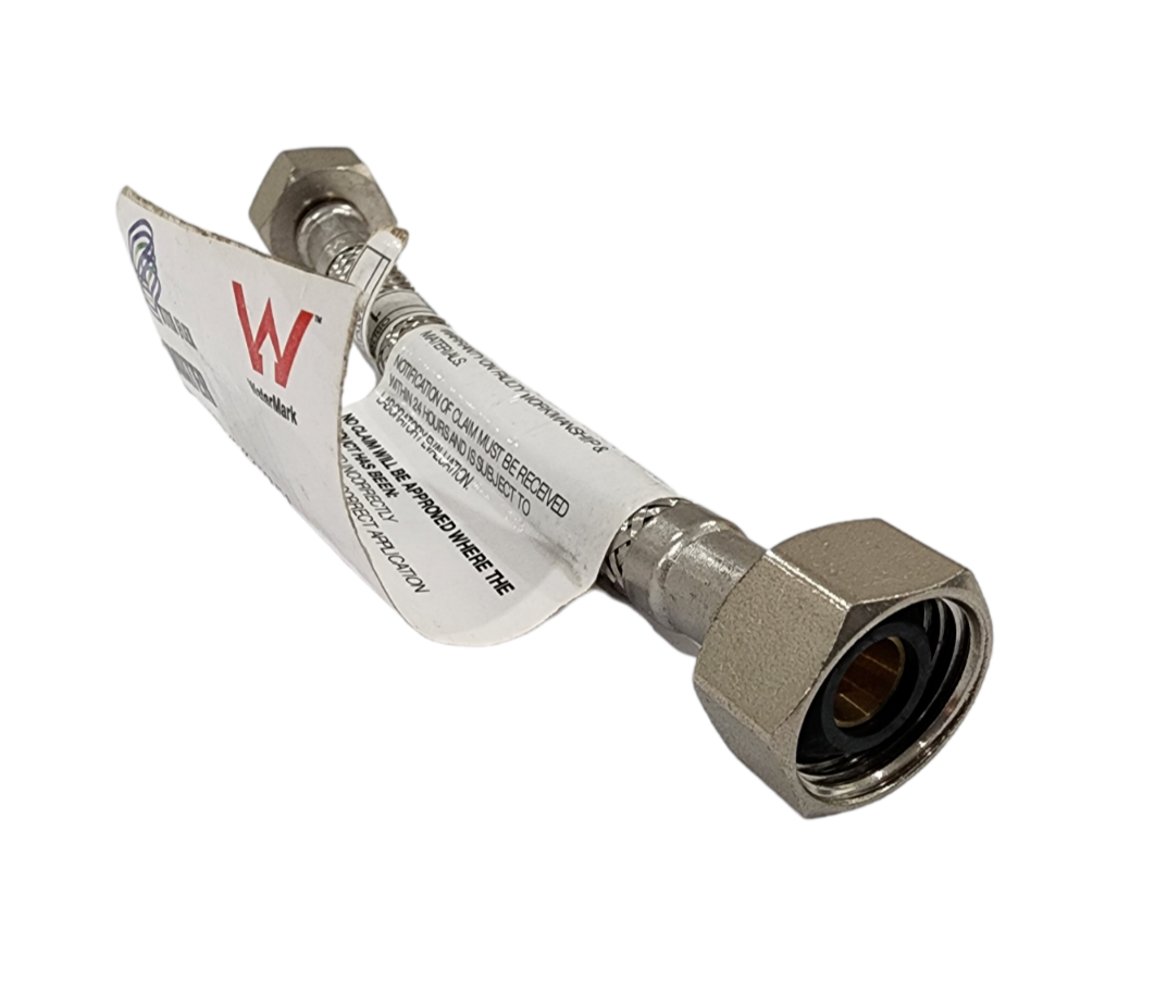 AW WaterMark FH150 Stainless Steel Braided Flexible Hose 15mm x 150mm