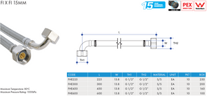 
                  
                    Load image into Gallery viewer, AW FH20700 Female Thread 20mm (¾&amp;quot;) x 700mm Stainless Steel Braided Flexible Hose)
                  
                