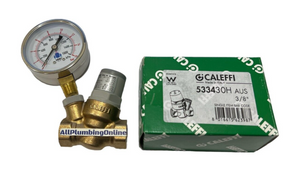 
                  
                    Load image into Gallery viewer, CALEFFI 533430H Inline ⅜&amp;quot; 10mm High Temperature Pressure Reducing Valve with Gauge
                  
                