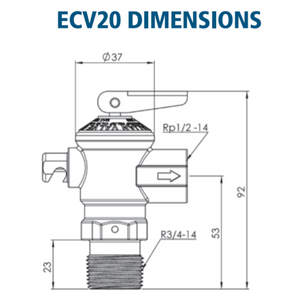 
                  
                    Load image into Gallery viewer, AVG 20mm 3/4&amp;quot; ECV Valve Dimension
                  
                