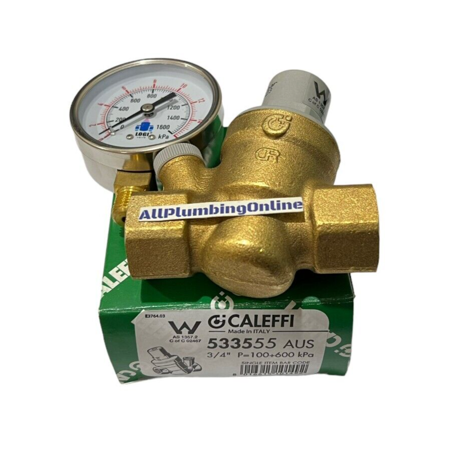 
                  
                    Load image into Gallery viewer, CALEFFI 533555 Inline ¾&amp;quot; 20mm Pressure Reducing Valve, 100-600kPa adjustable, Made in Italy
                  
                