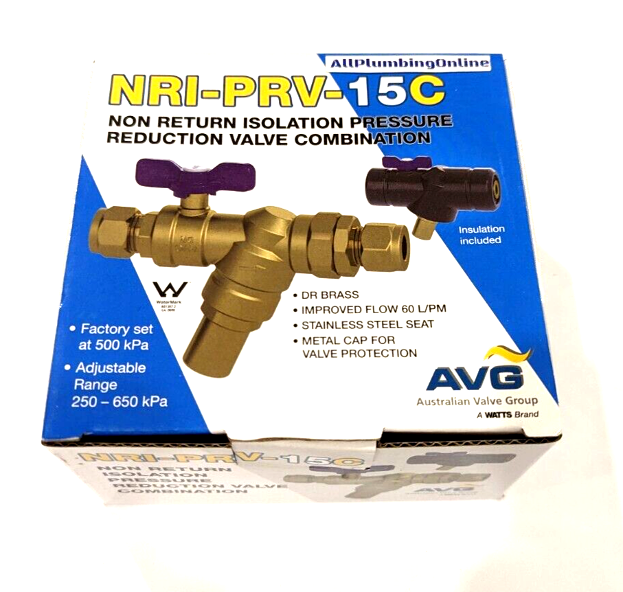 AVG 15mm 1/2" NRI-PRV-15C Non Return Isolation Pressure Reducing Combo Valve