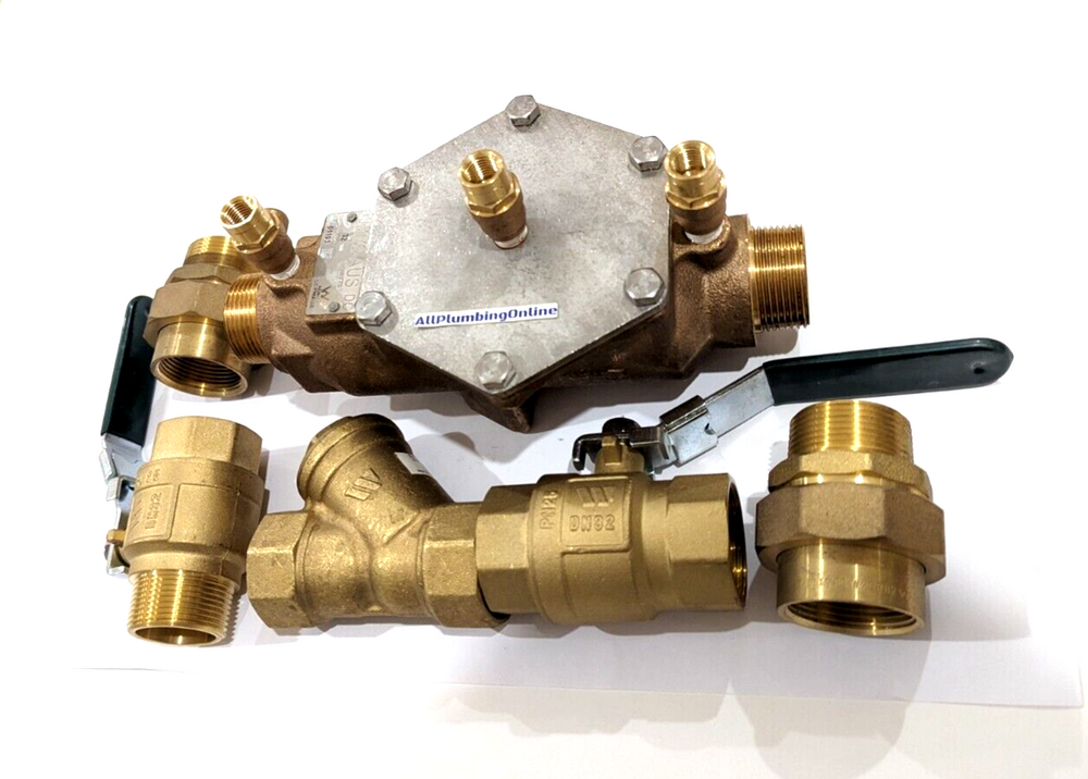 Watts 007-032 32mm 1¼" DCV Double Check Valve Backflow Preventer kits with unions