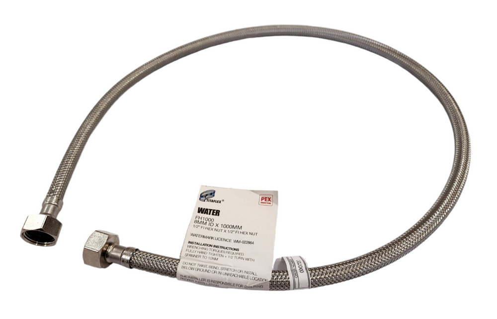 
                  
                    Load image into Gallery viewer, AW FH1000 Female Thread 15mm (½&amp;quot;) x 1000mm Stainless Steel Braided Flexible Hose
                  
                