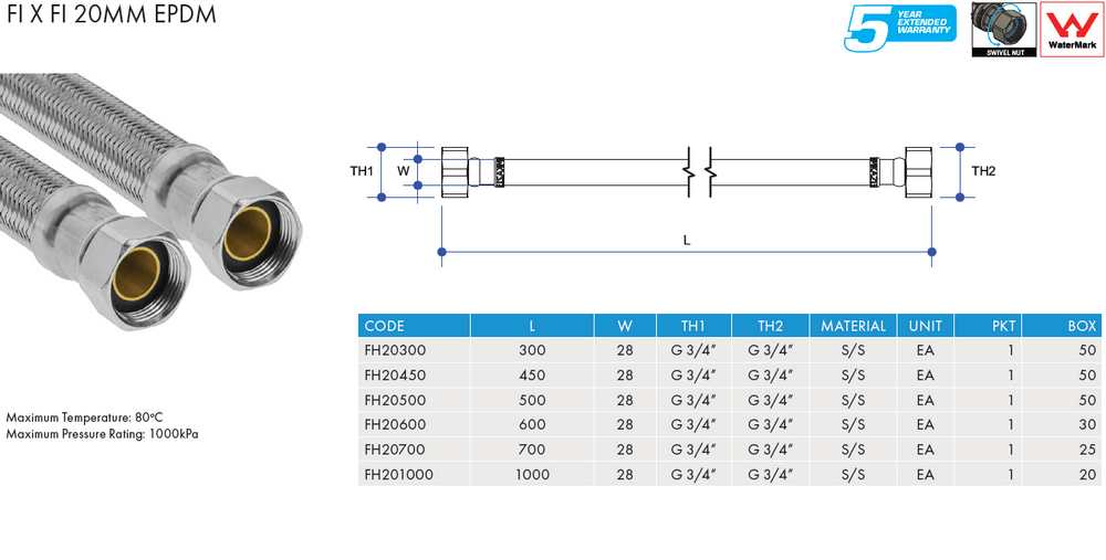 
                  
                    Load image into Gallery viewer, AW FH450 Female Thread 15mm (½&amp;quot;) x 450mm Stainless Steel Braided Flexible Hose
                  
                