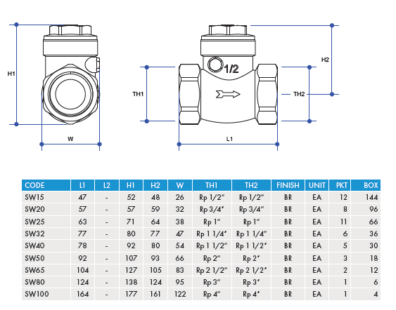 
                  
                    Load image into Gallery viewer, AW 50mm SW50 Brass Swing Non Return One Way Check Valve
                  
                