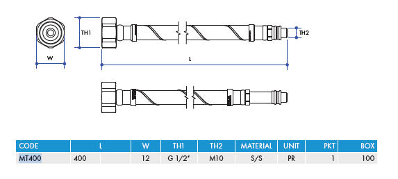 
                  
                    Load image into Gallery viewer, AW MT400LF Mixer Tap Tail Stainless Steel Flexible Hose
                  
                