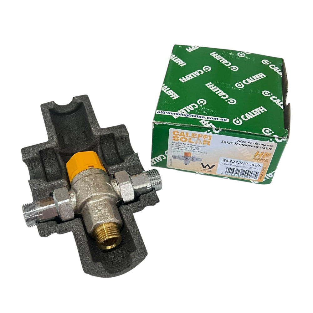 
                  
                    Load image into Gallery viewer, CALEFFI 252212HP 15mm Solar Rated High Performance Tempering Mix Valve
                  
                