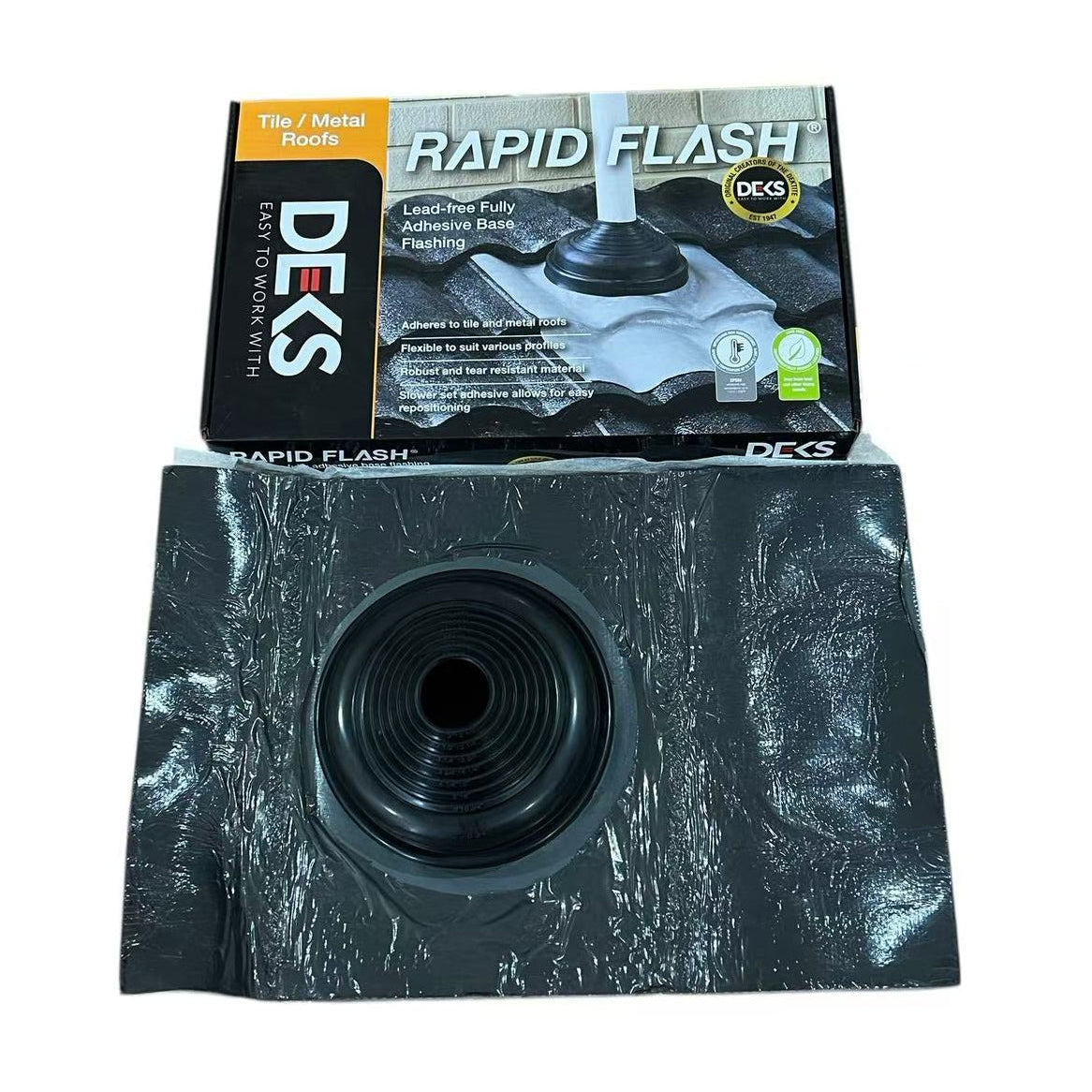 Deks DRF103GB 50-170mm Rapidflash Adhesive Base Dektite Tile Roof Flas ...