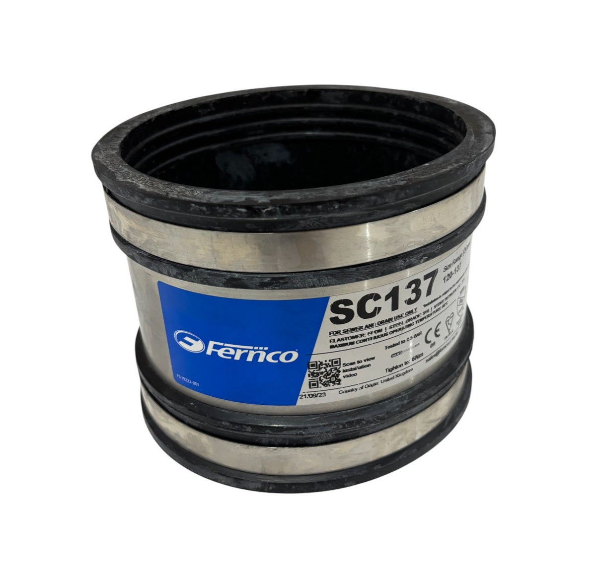 Fernco Flexseal SC137 Shear Banded Coupling for 122-137 mm OD Pipe ...