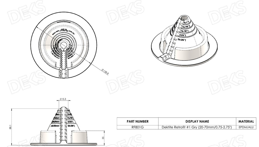 
                  
                    Load image into Gallery viewer, Deks EPDM retrofit roof flashing
                  
                