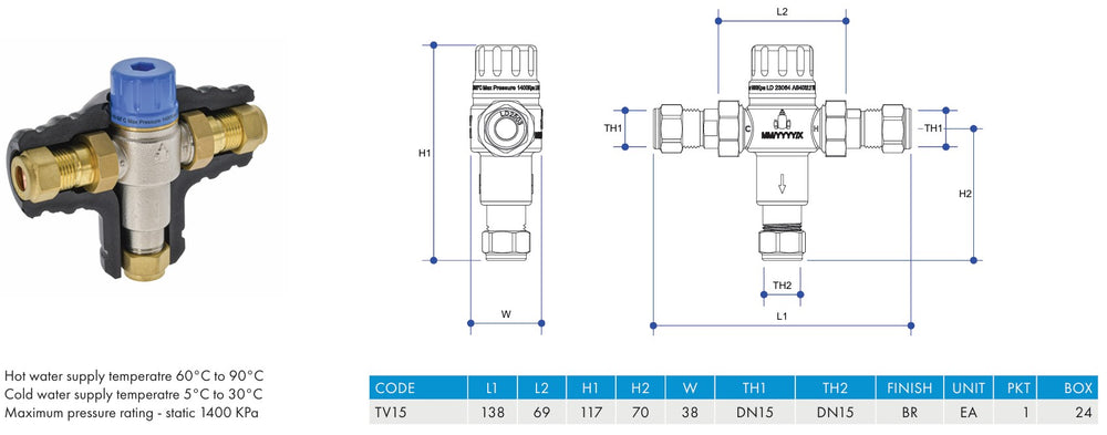 
                  
                    Load image into Gallery viewer, Standard Tempering Mix Valve Specifications
                  
                