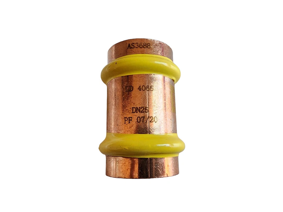 
                  
                    Load image into Gallery viewer, AW Metpress PFG012 Copper Gas Press Fitting 25mm 1&amp;quot; Slip Repair Coupling Union
                  
                