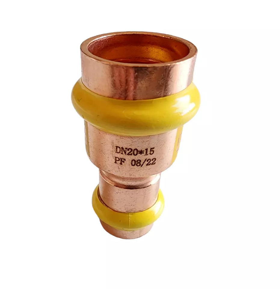 
                  
                    Load image into Gallery viewer, Metpress PFG019 Gas Copper Press Reducing Coupling 20mm-15mm DN20-15
                  
                