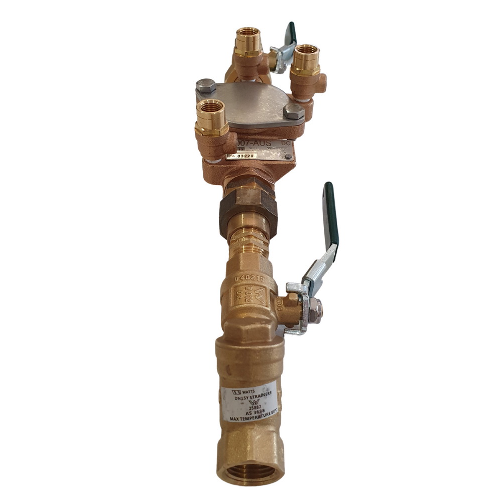 
                  
                    Load image into Gallery viewer, Watts 007-015-ULBS 15mm ½&amp;quot; DCV Double Check Valve Backflow Preventer Kits Inlet
                  
                