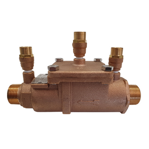 
                  
                    Load image into Gallery viewer, Watts 007-025 25mm 1&amp;quot; DCV Double Check Valve Backflow Preventer Device Side View
                  
                