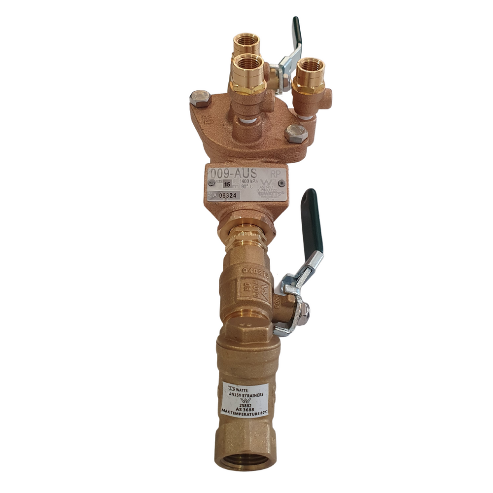 
                  
                    Load image into Gallery viewer, Watts 009-015-LBS 15mm ½&amp;quot; RPZ Reduced Pressure Zone Backflow Preventer Kits Strainer Inlet
                  
                