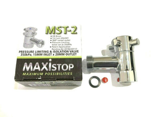 
                  
                    Load image into Gallery viewer, AVG MST-2 MAXistop 20mm Chrome 1/4 Turn 350kpa Pressure Limiting Isolation Stop
                  
                