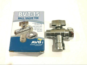 
                  
                    Load image into Gallery viewer, AVG BVT-15 15MIx15MIx20FI Three Way Ball Valve Tee with Non Return Check Valve
                  
                