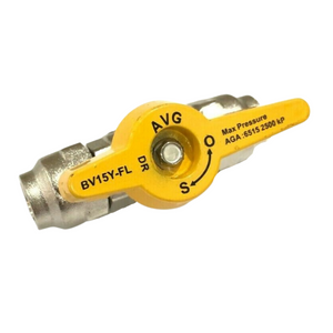 
                  
                    Load image into Gallery viewer, AVG BV15Y-FL Gas Ball Valve (Gas Cock) 15mm 1/2&amp;quot; Flare Compression
                  
                