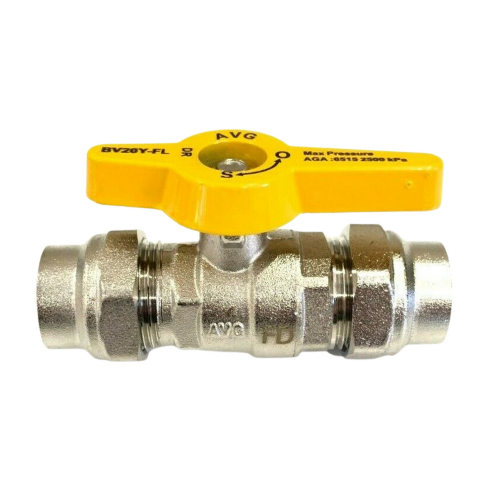 
                  
                    Load image into Gallery viewer, AVG BV20Y-FL Gas Ball Valve (Gas Cock) 20mm 3/4&amp;quot; Flare Compression
                  
                