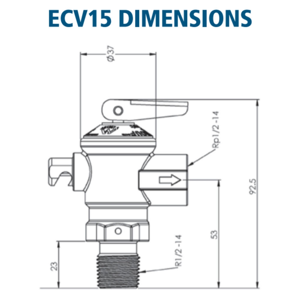 
                  
                    Load image into Gallery viewer, AVG ECV15/1200 ECV Expansion Cold Valve 1200kPa Dimensions Diagram
                  
                