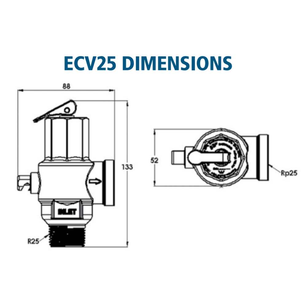 
                  
                    Load image into Gallery viewer, AVG ECV25/700 25mm 1&amp;quot; 700kPa Commercial ECV Expansion Control Valve Dimension Diagram
                  
                