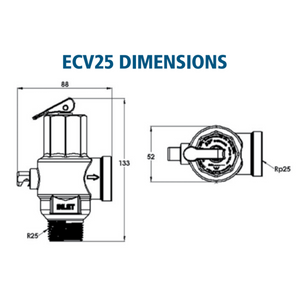 
                  
                    Load image into Gallery viewer, AVG ECV25/850 25mm 1&amp;quot; 850kPa Commercial ECV Expansion Control Valve Dimension Diagram
                  
                