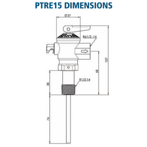
                  
                    Load image into Gallery viewer, AVG PTRE15/1000-I 1&amp;quot; 25mm extended PTR Valve dimension diagram
                  
                