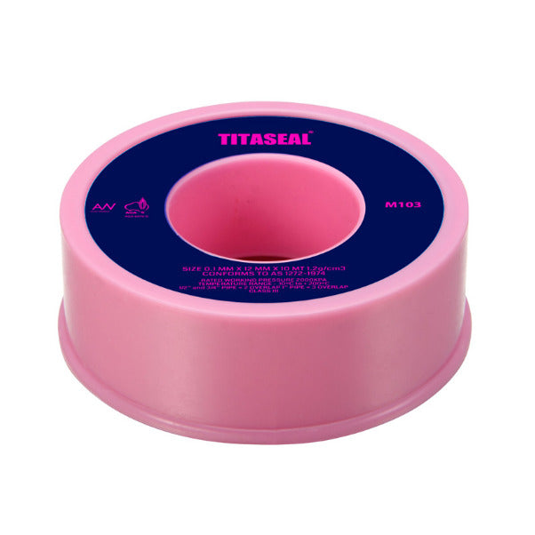 AW M103 10m Pink Water & Gas PTFE Teflon Plumbing Thread Seal Tape
